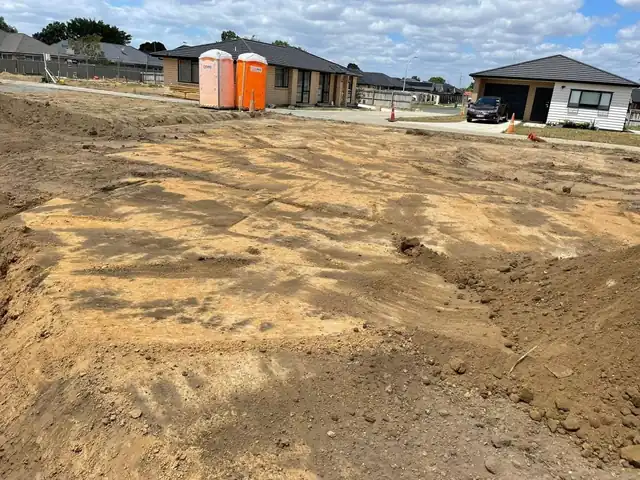Excavation and earthworks with a digger completed for an Auckland home by My Homes Construct Ltd