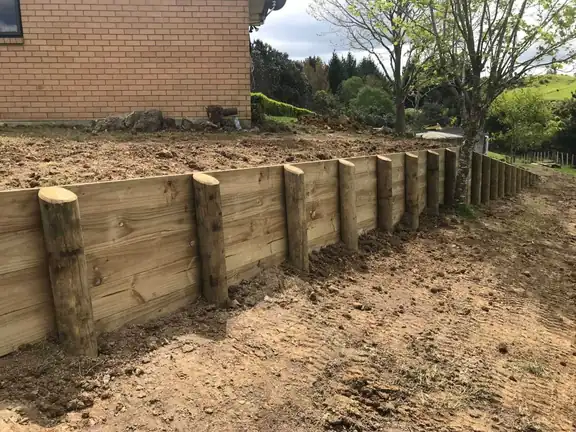 Retaining wall construction and groundwork completed for an Auckland home by My Homes Construct Ltd