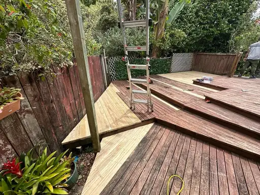 Completed timber deck restoration and resurfacing on a residential project in Auckland