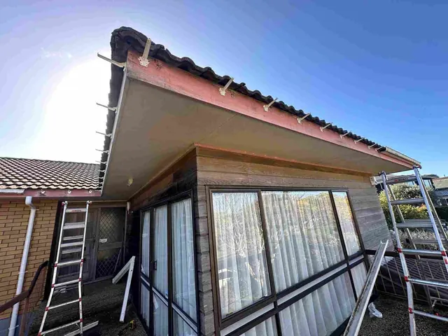 Gutter re-alignment correcting spouting fall in progress on an Auckland property