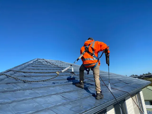 Roof cleaning and soft wash on a tiled roof completed for an Auckland home by My Homes Construct Ltd